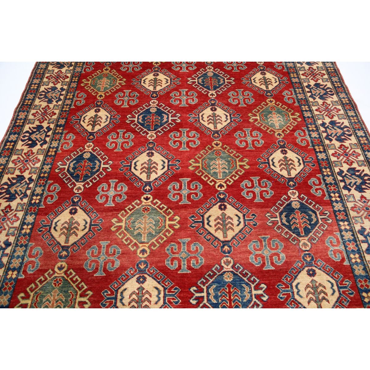 Kazak 7x9 Handmade Double Knotted Washable Wool Rug - Colorful