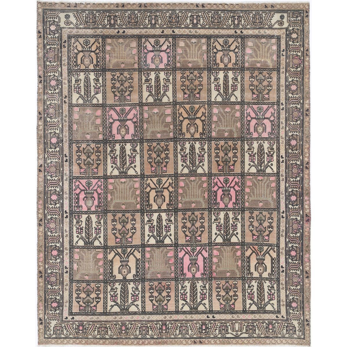 Vintage 8x9 Handmade Double Knotted Washable Wool Rug - Soft Hues
