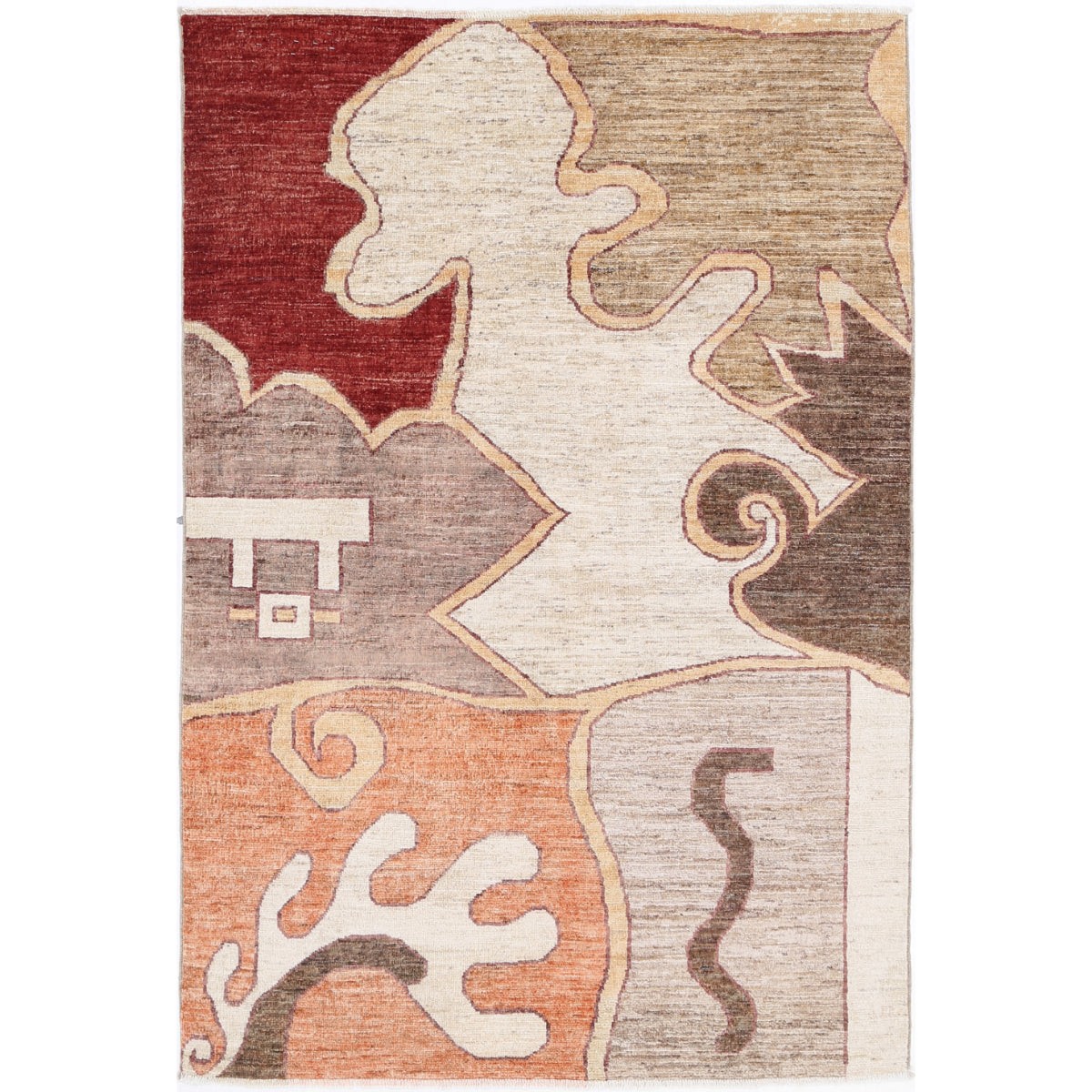 Modcar 4x6 Handmade Double Knotted Washable Wool Rug - Colorful