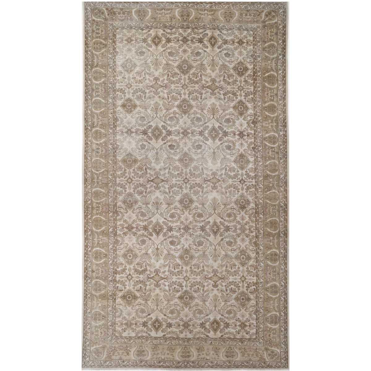 Vintage 12x23 Handmade Double Knotted Washable Wool Rug - Soft Hues