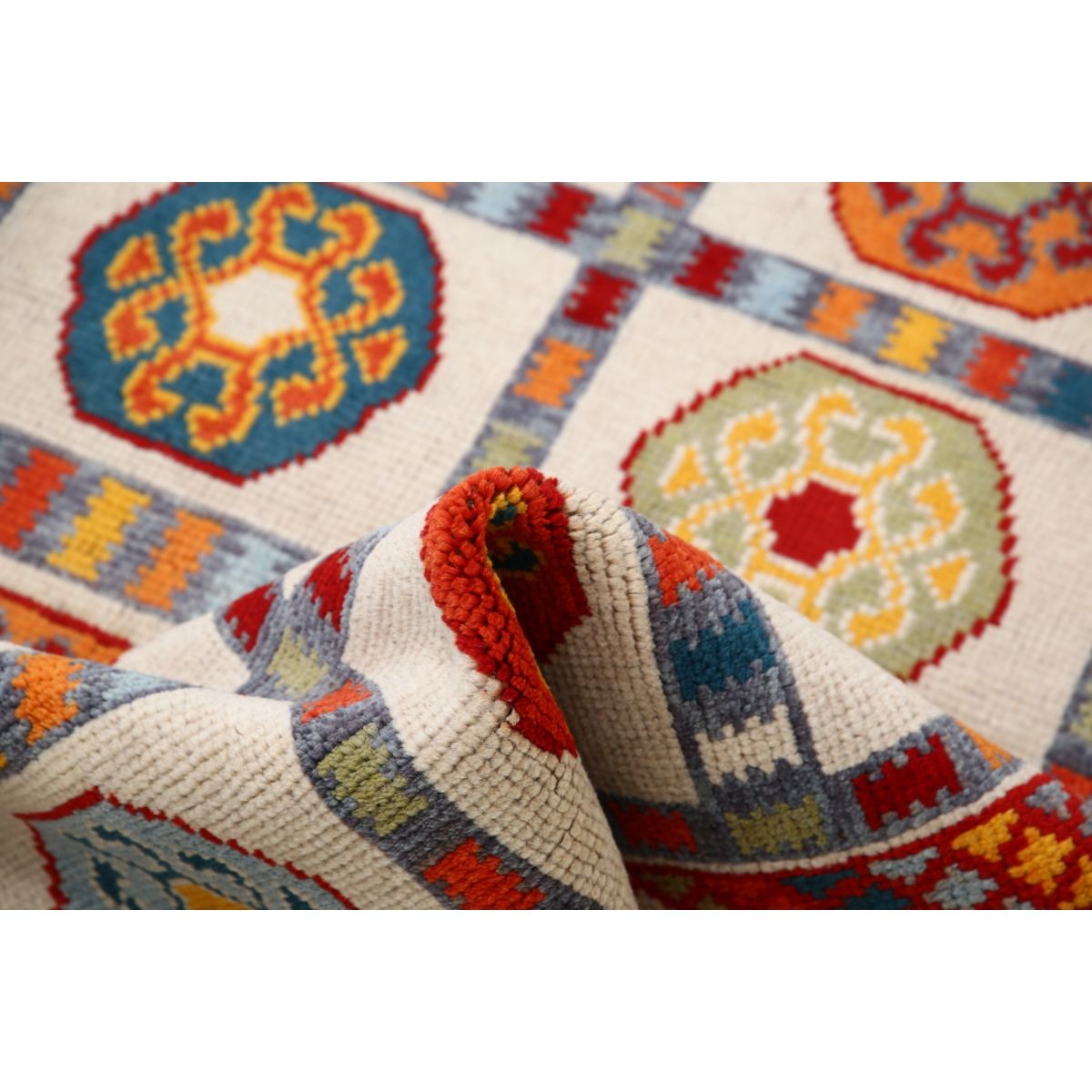 Revival 3x4 Handmade Double Knotted Washable Wool Rug - Colorful