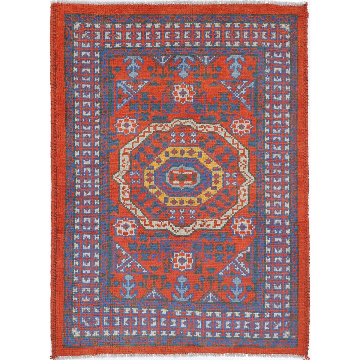Revival 3x4 Handmade Double Knotted Washable Wool Rug - Colorful