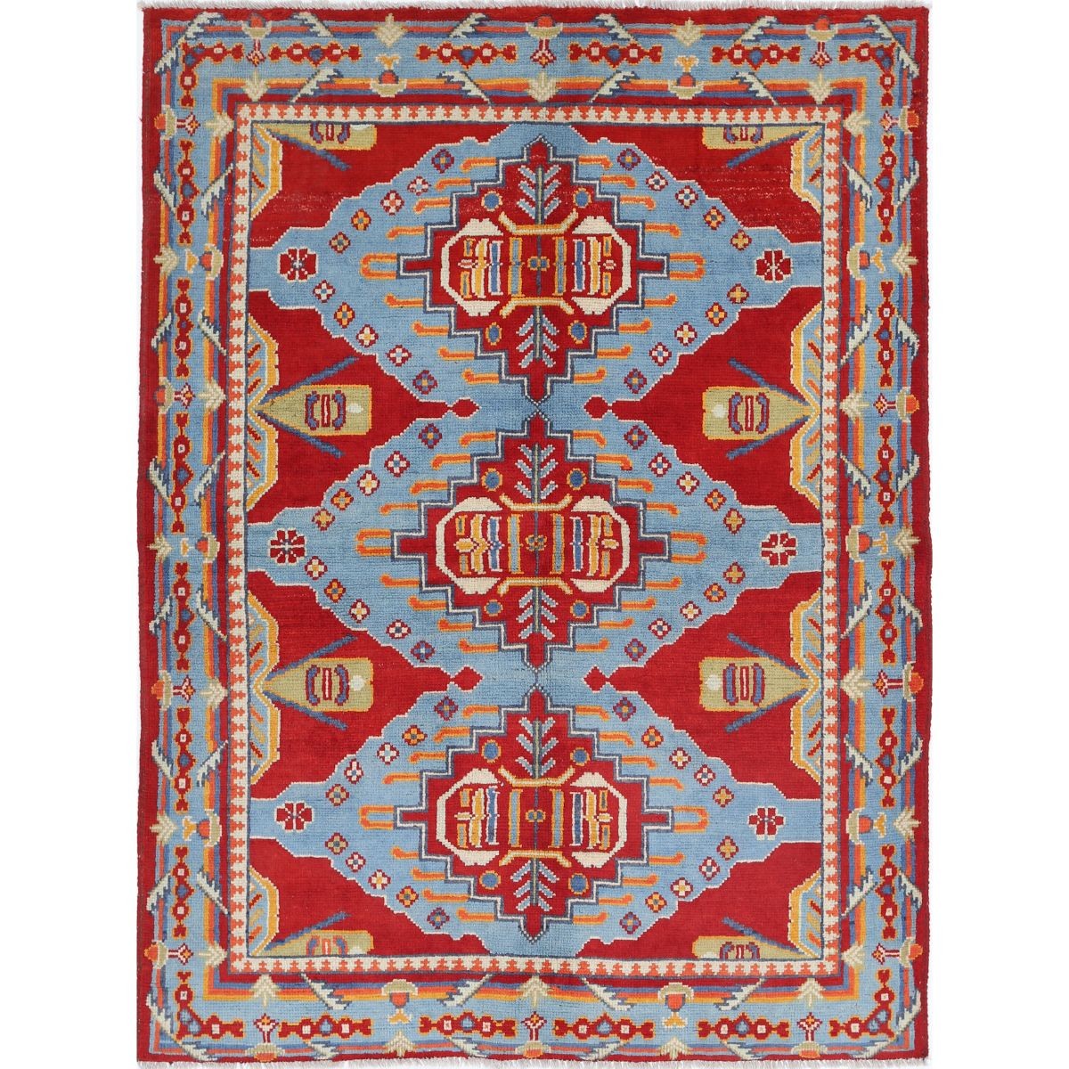 Revival 5x7 Handmade Double Knotted Washable Wool Rug - Colorful