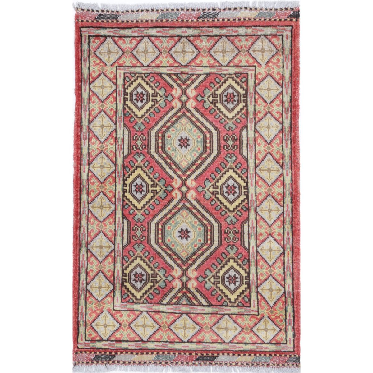 Revival 2x3 Handmade Double Knotted Washable Wool Rug - Colorful