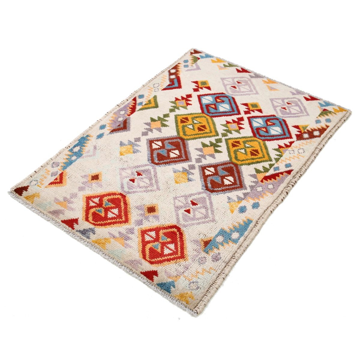 Revival 3x4 Handmade Double Knotted Washable Wool Rug - Colorful