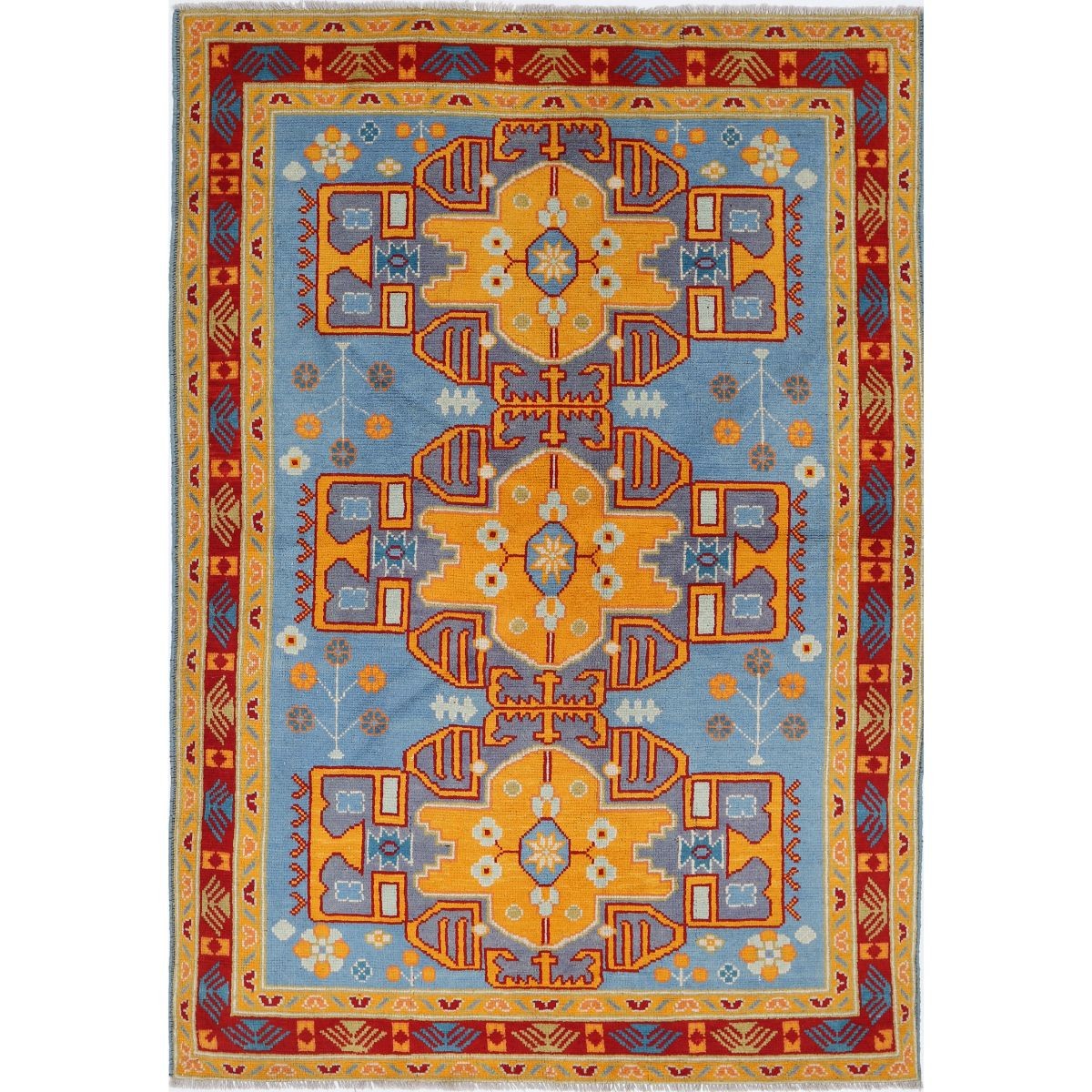 Revival 6x8 Handmade Double Knotted Washable Wool Rug - Colorful
