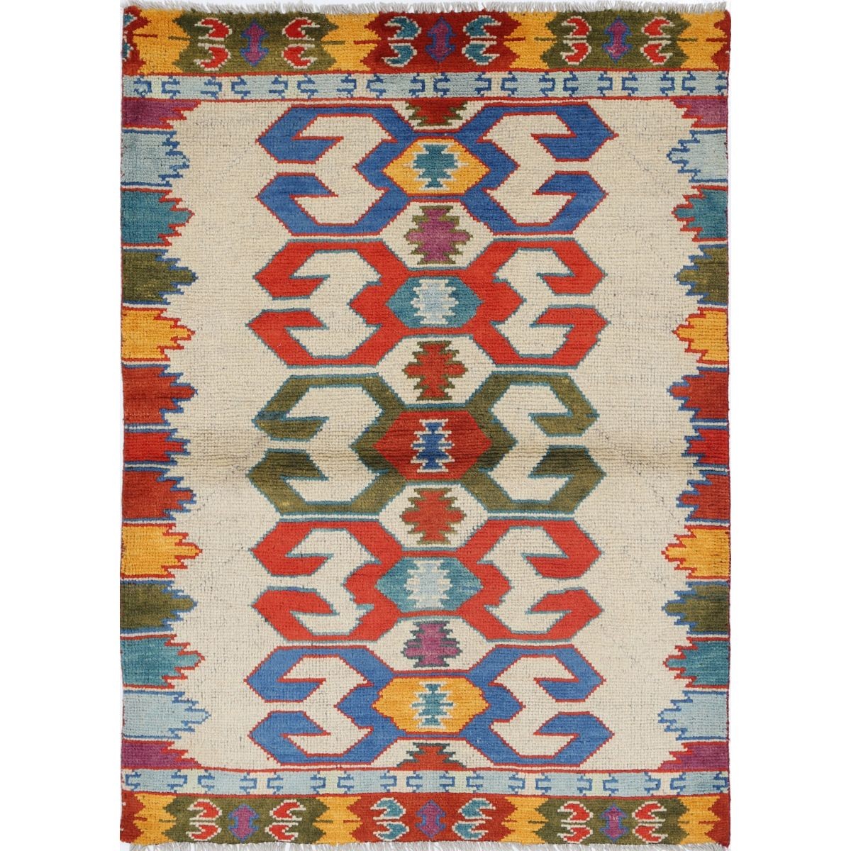 Revival 3x5 Handmade Double Knotted Washable Wool Rug - Colorful