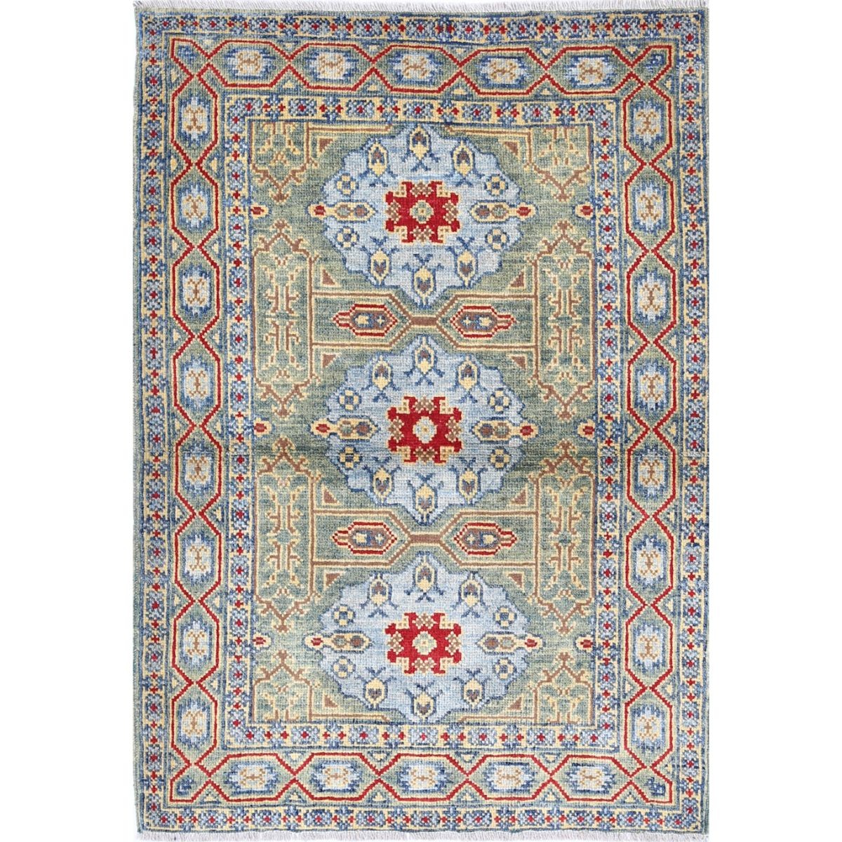 Revival 3x4 Handmade Double Knotted Washable Wool Rug - Colorful