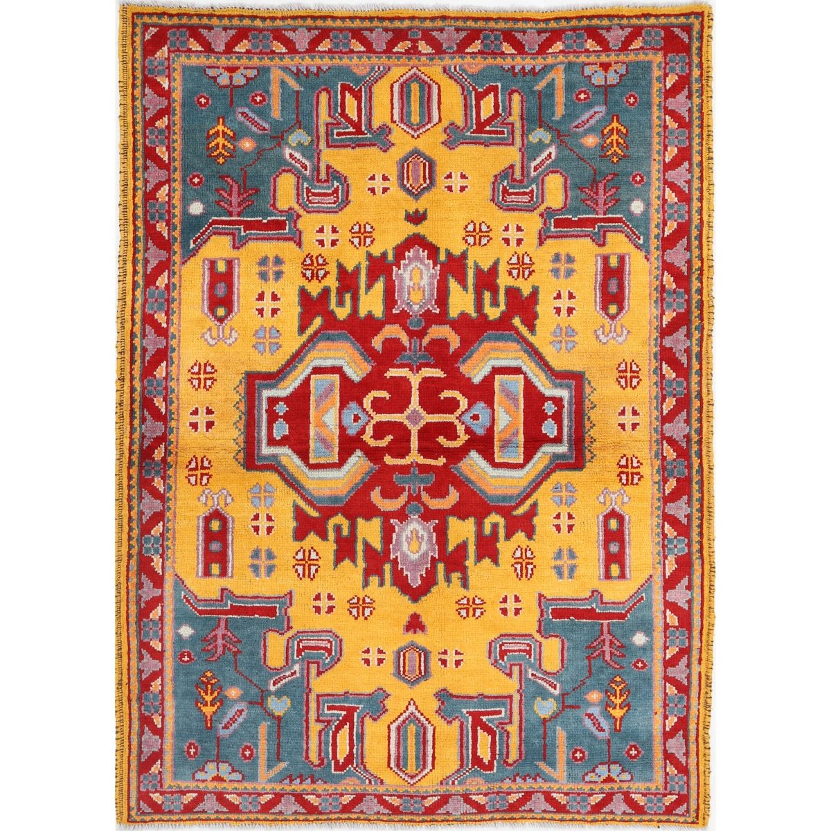 Revival 4x6 Handmade Double Knotted Washable Wool Rug - Colorful