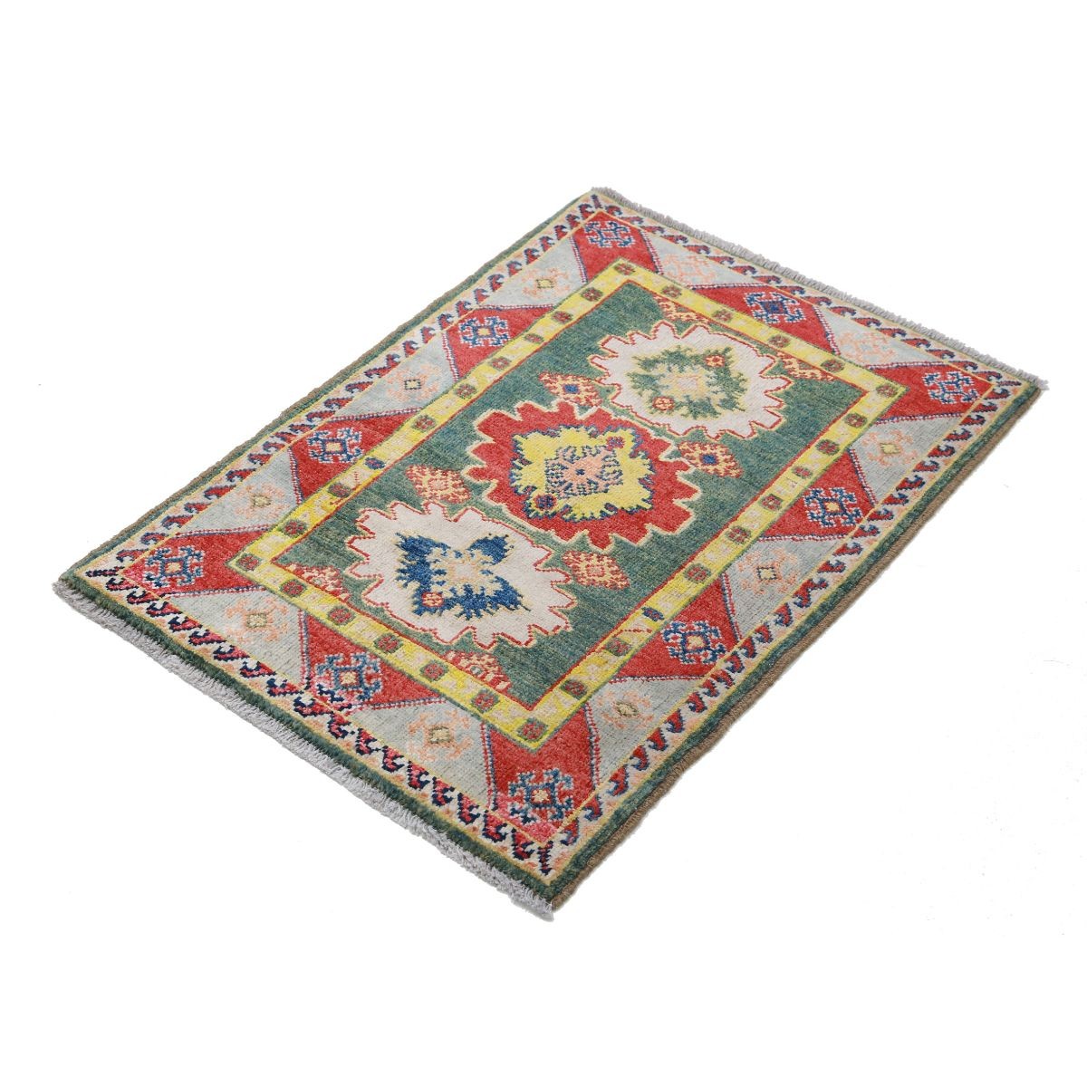 Revival 2x3 Handmade Double Knotted Washable Wool Rug - Colorful