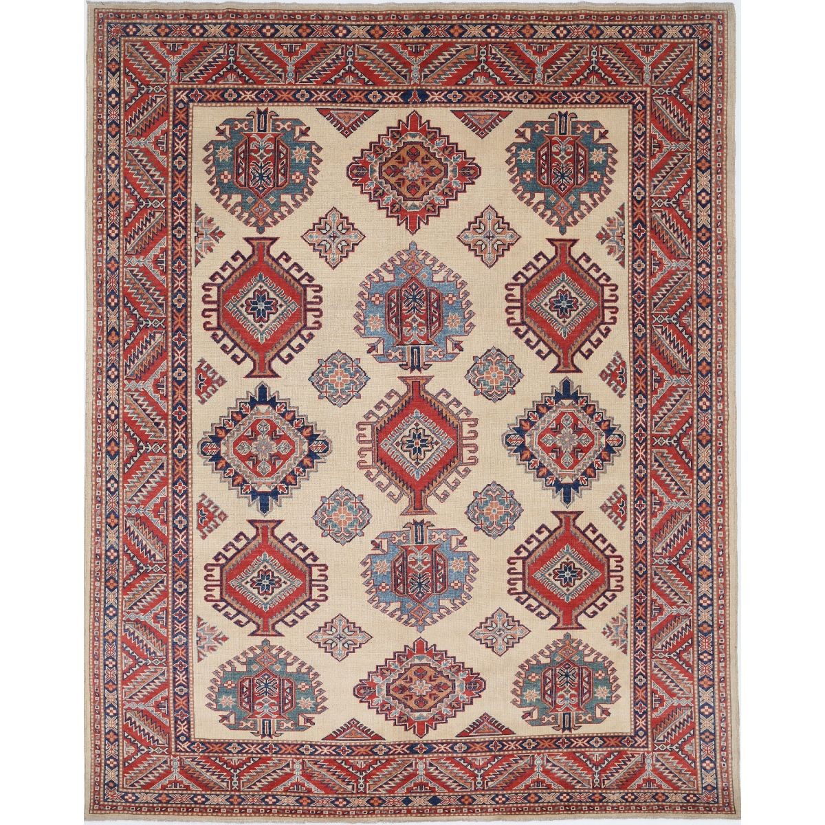 Kazak 8x10 Handmade Double Knotted Washable Wool Rug - Colorful