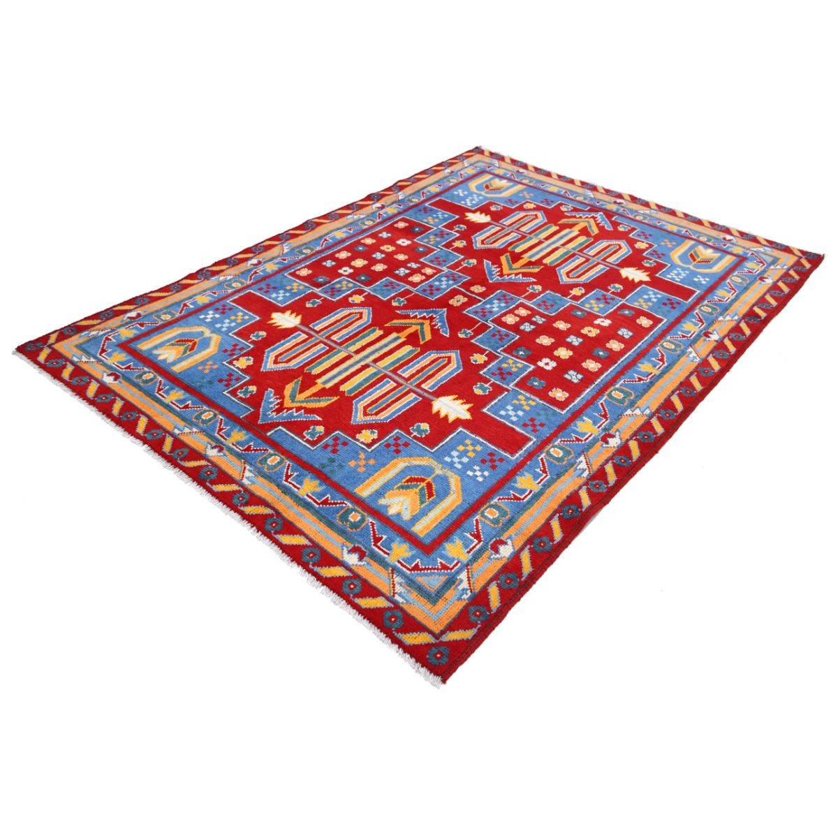 Revival 6x8 Handmade Double Knotted Washable Wool Rug - Colorful