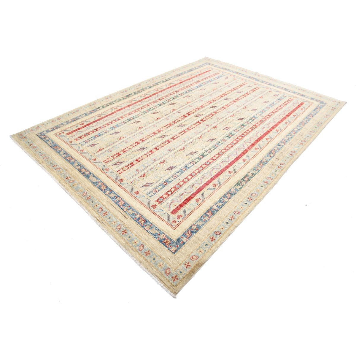 Shaal 7x10 Handmade Double Knotted Washable Wool Rug - Colorful