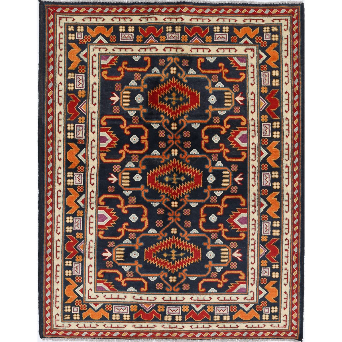 Revival 5x6 Handmade Double Knotted Washable Wool Rug - Colorful