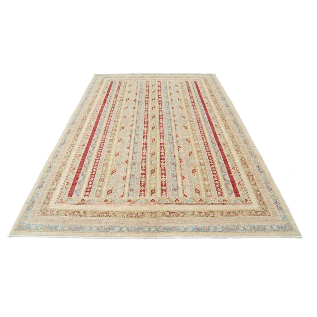 Shaal 7x10 Handmade Double Knotted Washable Wool Rug - Colorful