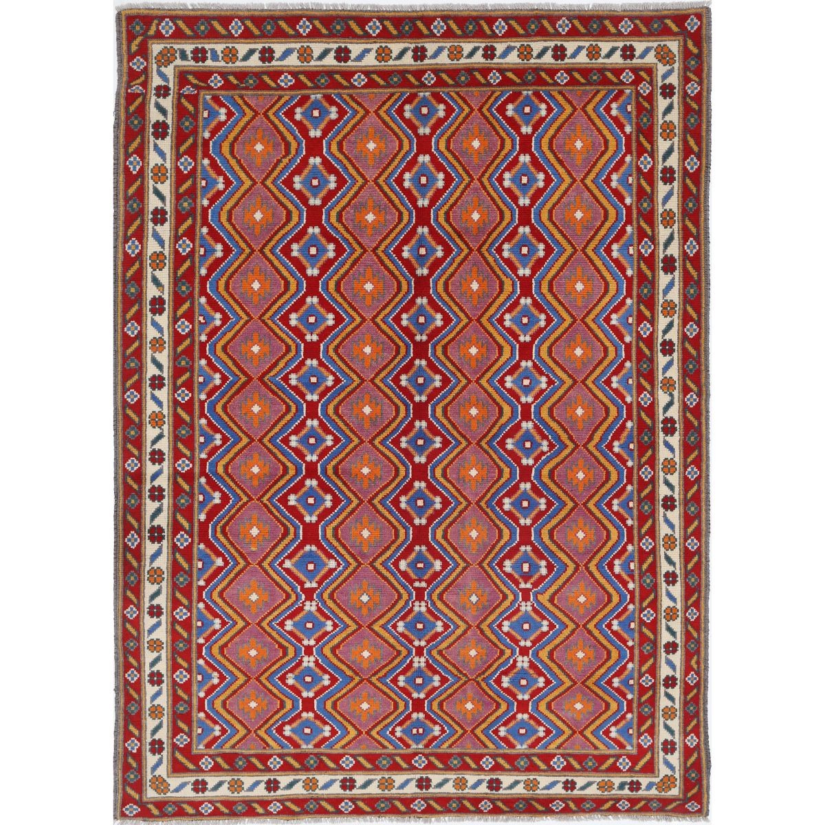 Revival 6x8 Handmade Double Knotted Washable Wool Rug - Colorful