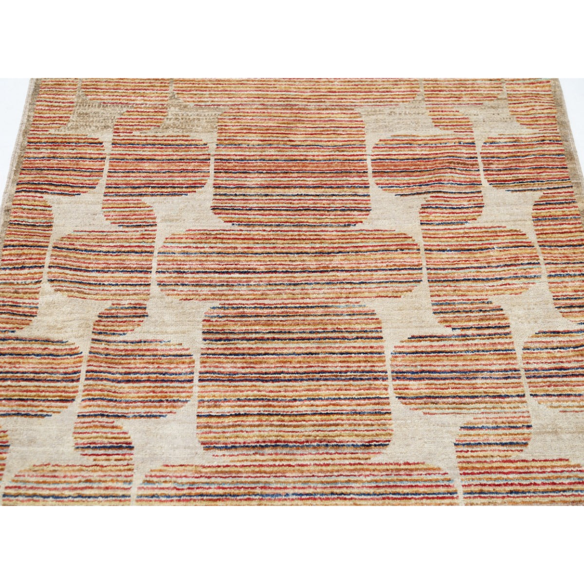 Modcar 3x4 Handmade Double Knotted Washable Wool Rug - Colorful