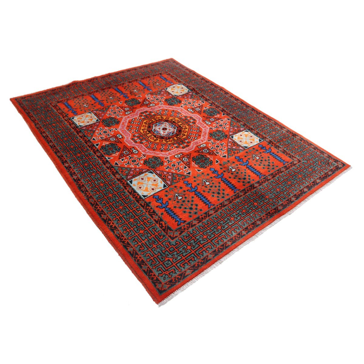 Revival 5x7 Handmade Double Knotted Washable Wool Rug - Colorful