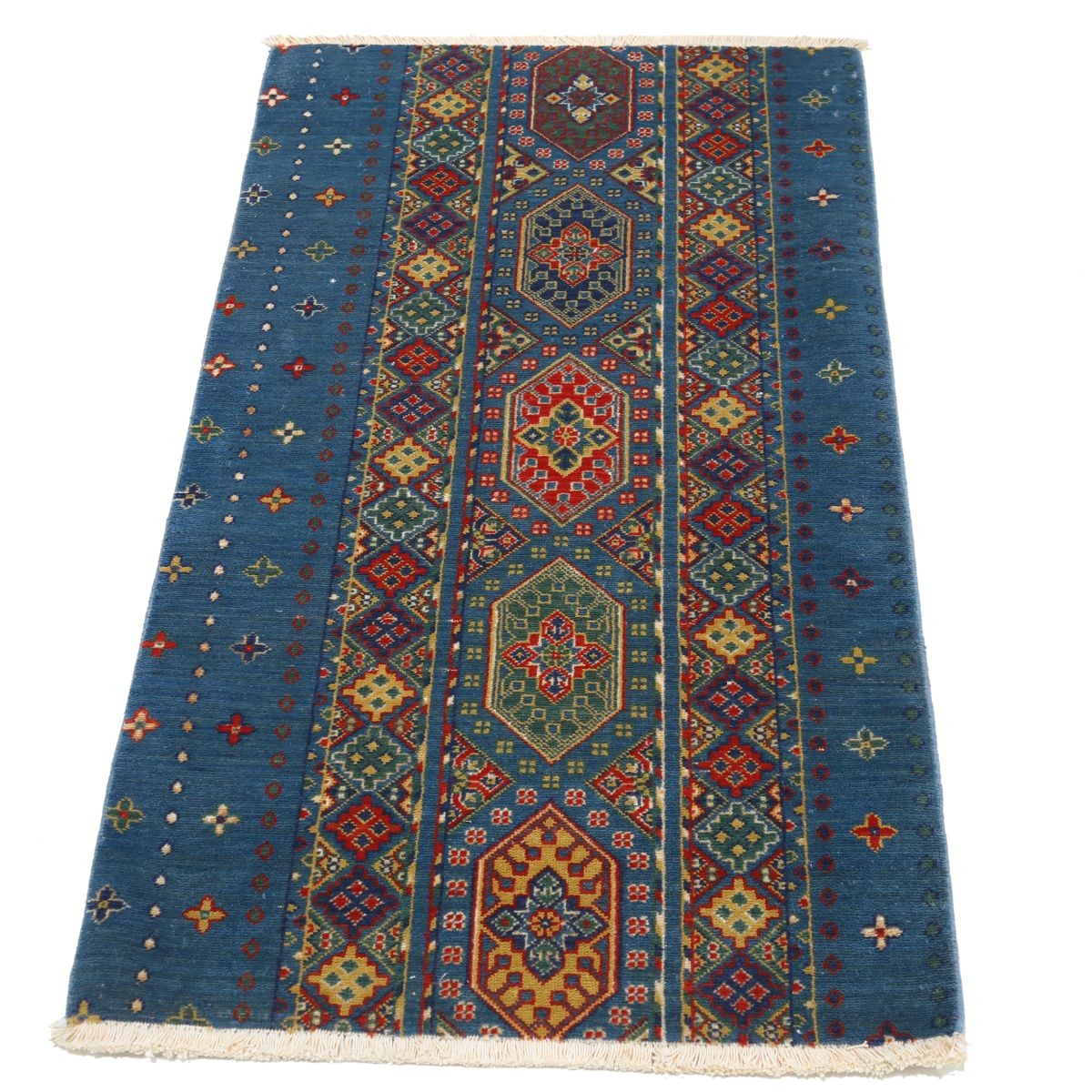 Gulshan 2x4 Machine-Made Washable Wool Rug - Colorful