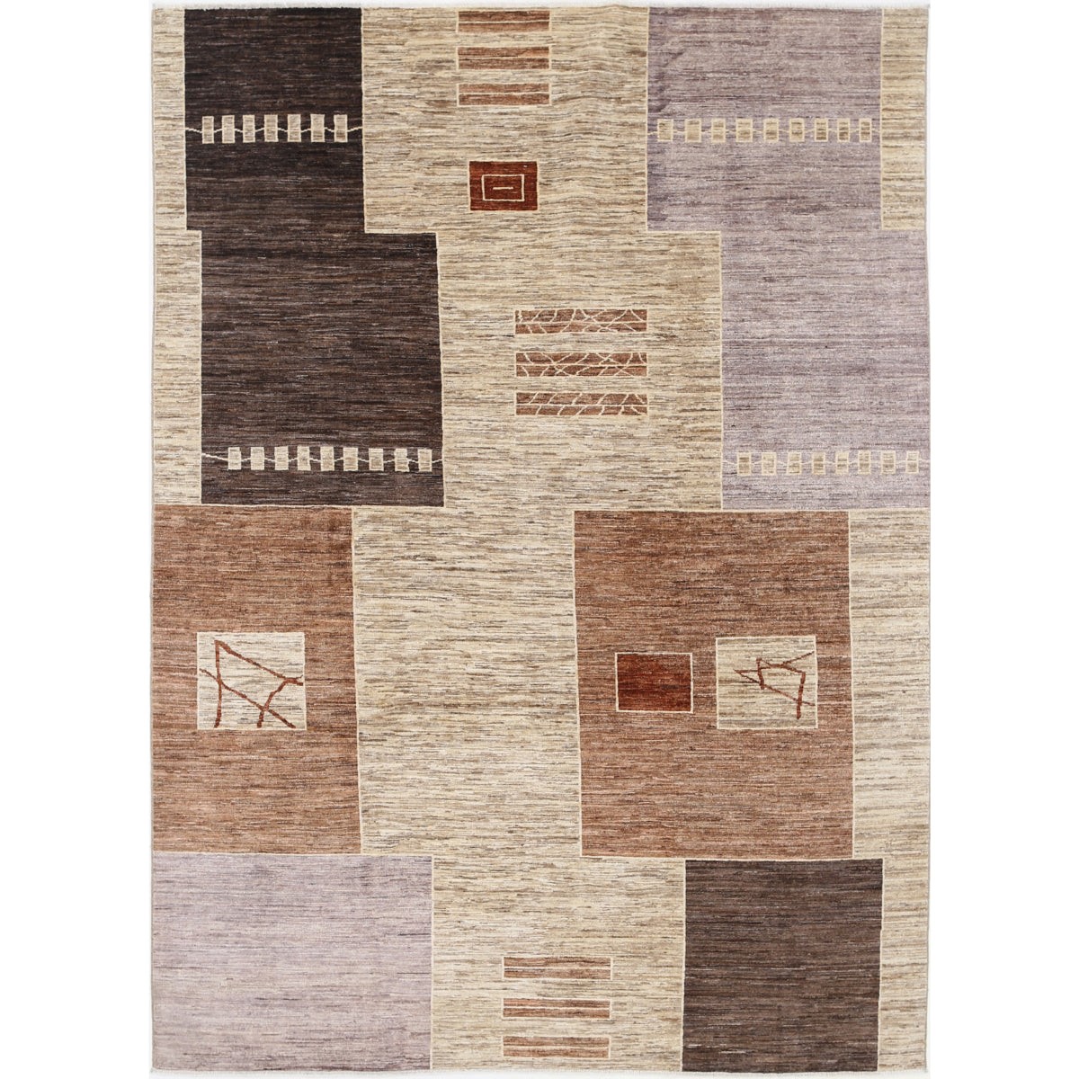 Modcar 7x9 Handmade Double Knotted Washable Wool Rug - Colorful