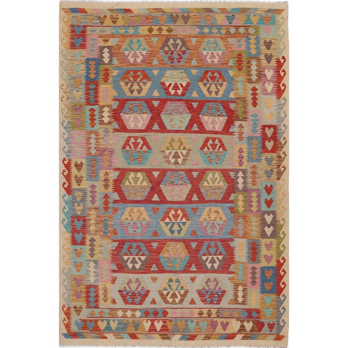 Maimana 7x10 Hand Woven Washable Wool Rug - Colorful