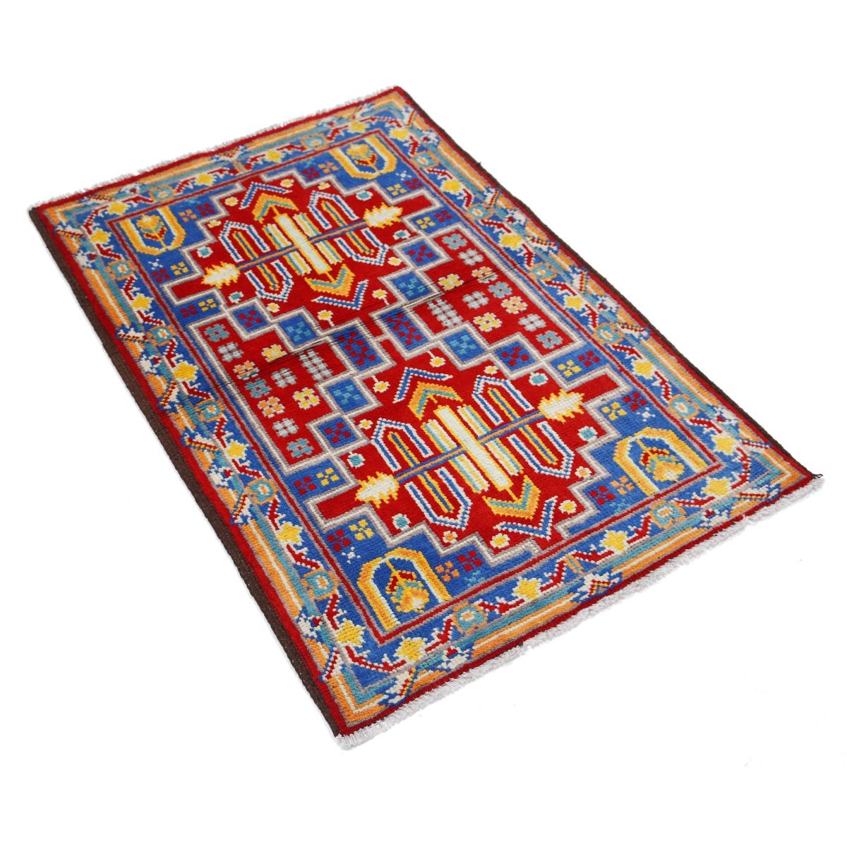 Revival 3x4 Handmade Double Knotted Washable Wool Rug - Colorful