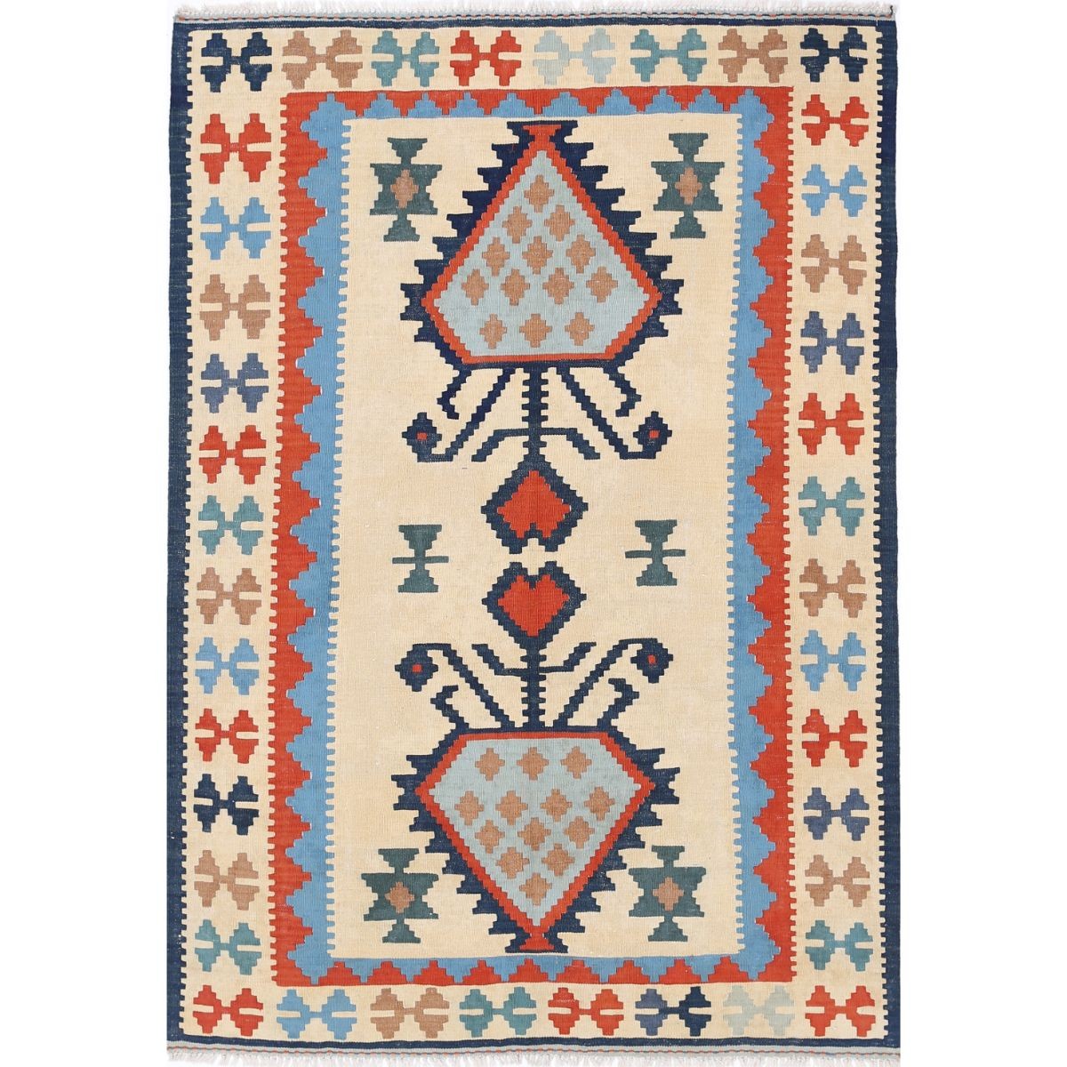 Kafkaas 5x7 Hand Woven Washable Wool Rug - Colorful