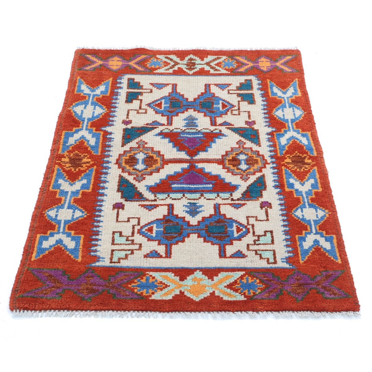 Revival 3x4 Handmade Double Knotted Washable Wool Rug - Colorful