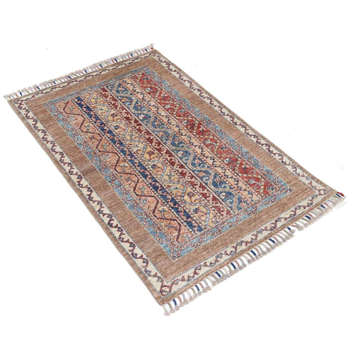 Shaal 3x4 Handmade Double Knotted Washable Wool Rug - Colorful