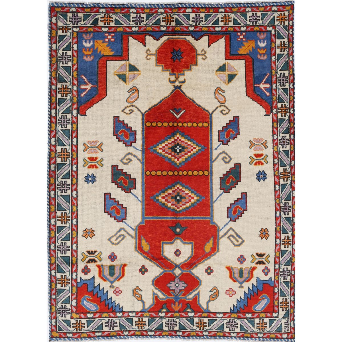 Revival 5x8 Handmade Double Knotted Washable Wool Rug - Colorful