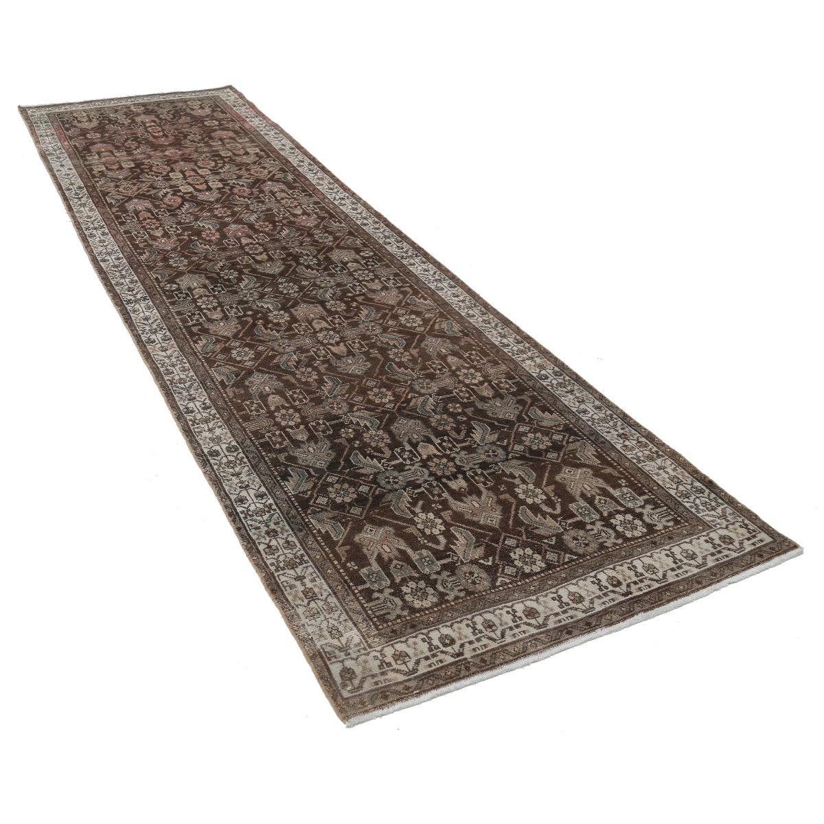 Vintage 4x13 Handmade Double Knotted Washable Wool Runner - Soft Hues