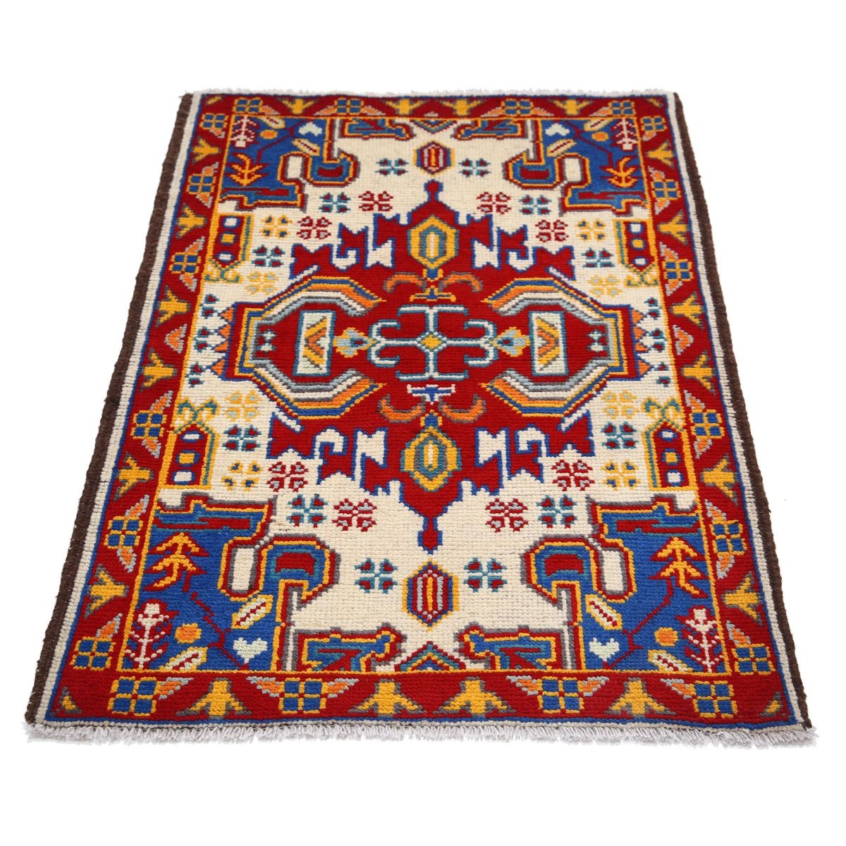 Revival 3x4 Handmade Double Knotted Washable Wool Rug - Colorful