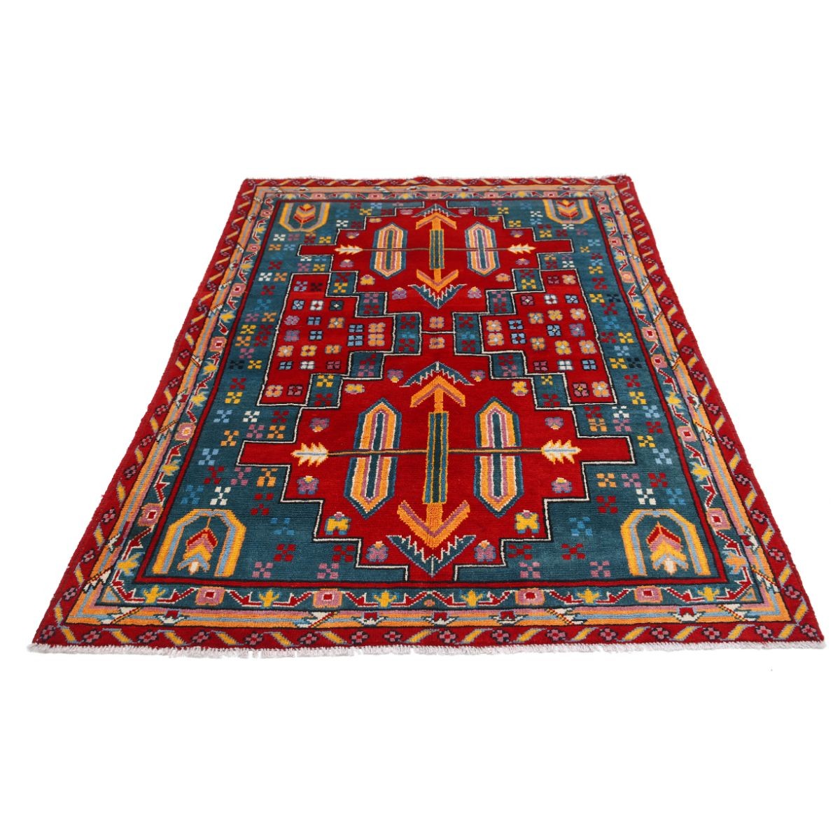 Revival 5x7 Handmade Double Knotted Washable Wool Rug - Colorful