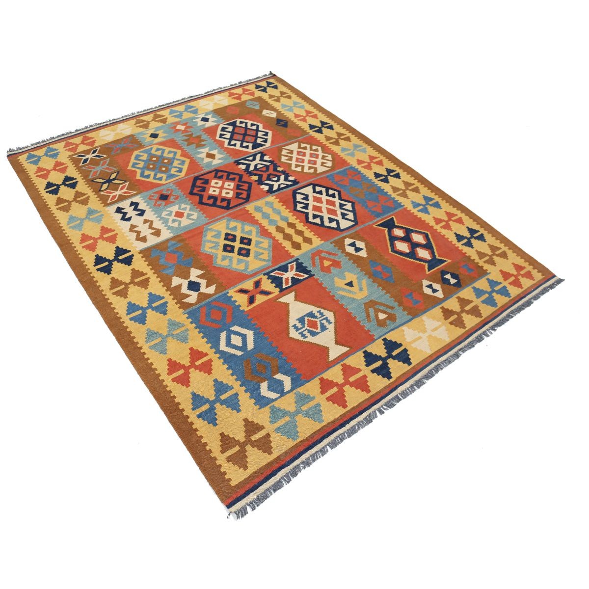 Kafkaas 5x7 Hand Woven Washable Wool Rug - Colorful
