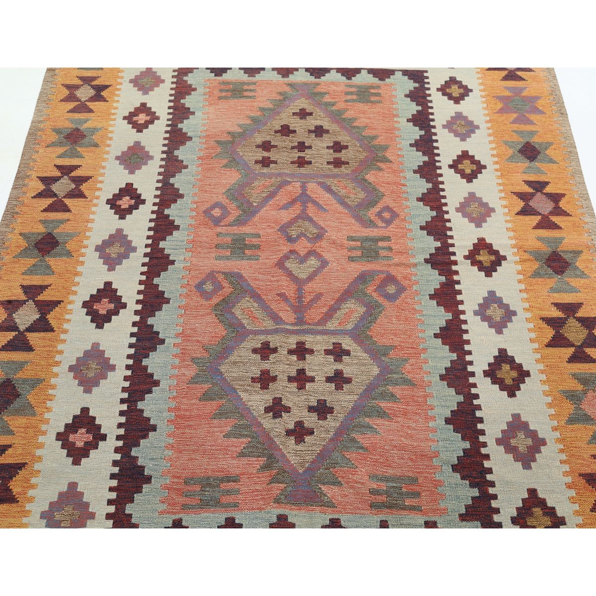 Kafkaas 5x7 Hand Woven Washable Wool Rug - Colorful