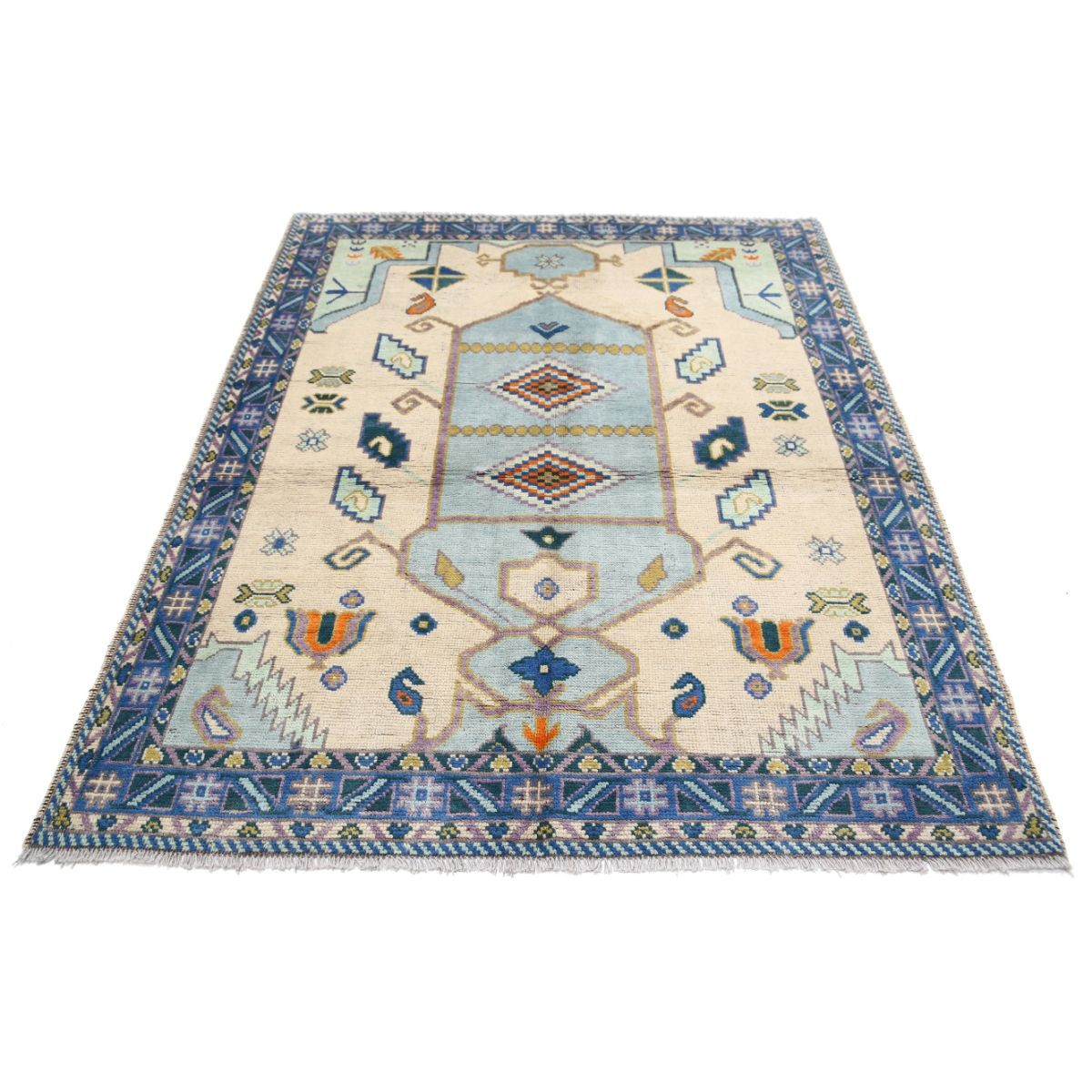 Revival 5x7 Handmade Double Knotted Washable Wool Rug - Colorful