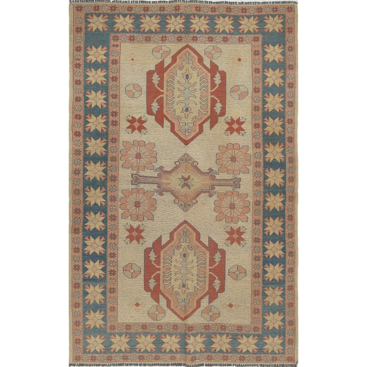 Sumak 5x8 Hand Woven Washable Wool Rug - Colorful