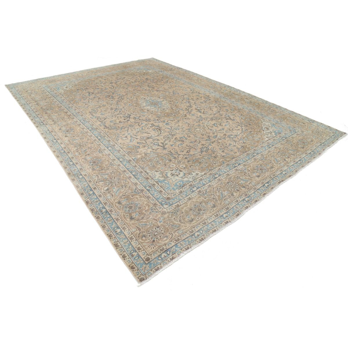 Vintage 10x13 Handmade Double Knotted Washable Wool Rug - Soft Hues
