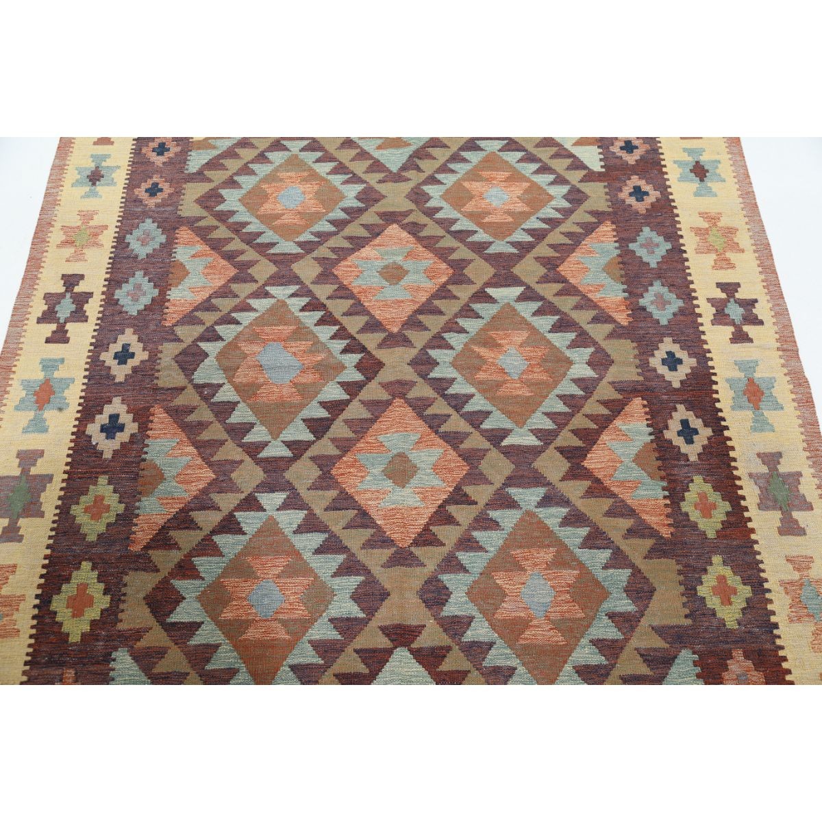 Kafkaas 5x6 Hand Woven Washable Wool Rug - Colorful