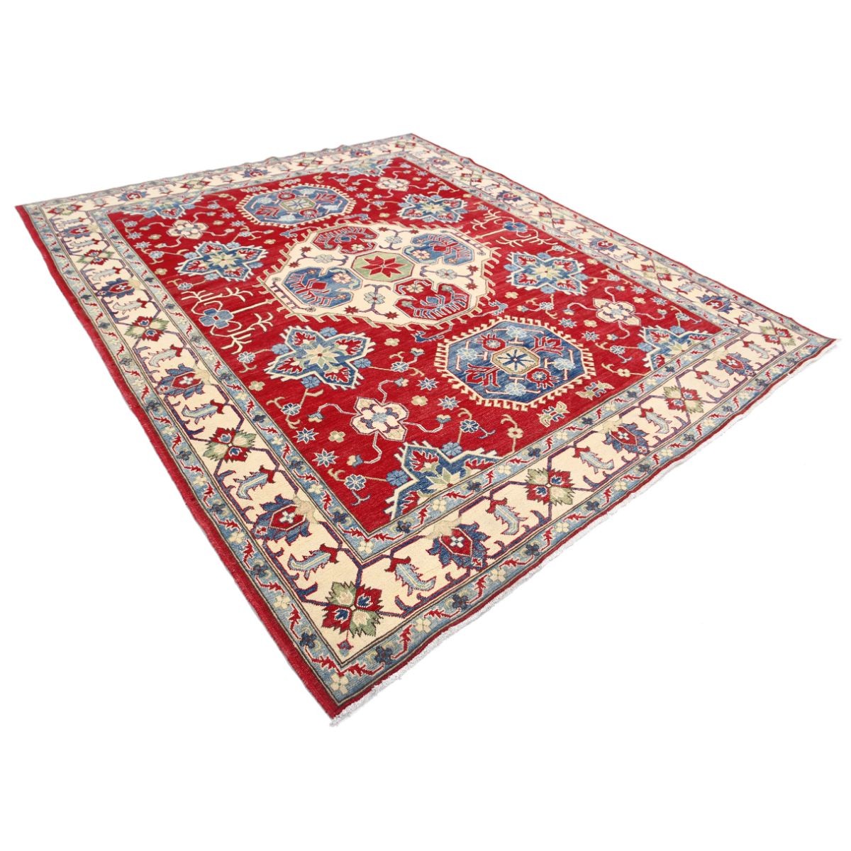 Kazak 8x10 Handmade Double Knotted Washable Wool Rug - Colorful