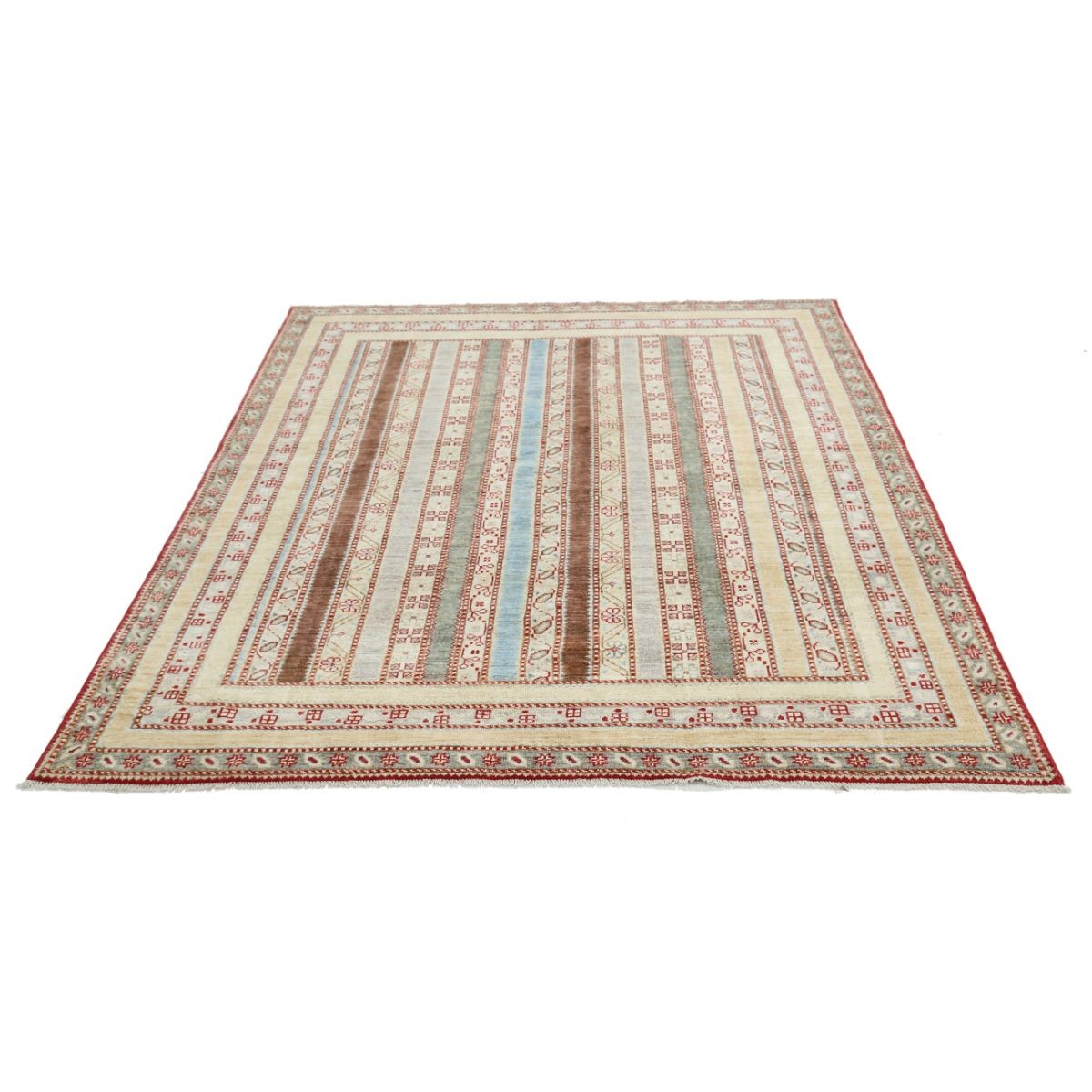 Shaal 6x7 Handmade Double Knotted Washable Wool Rug - Colorful