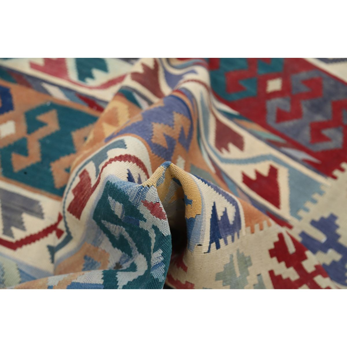Kafkaas 5x6 Hand Woven Washable Wool Rug - Colorful