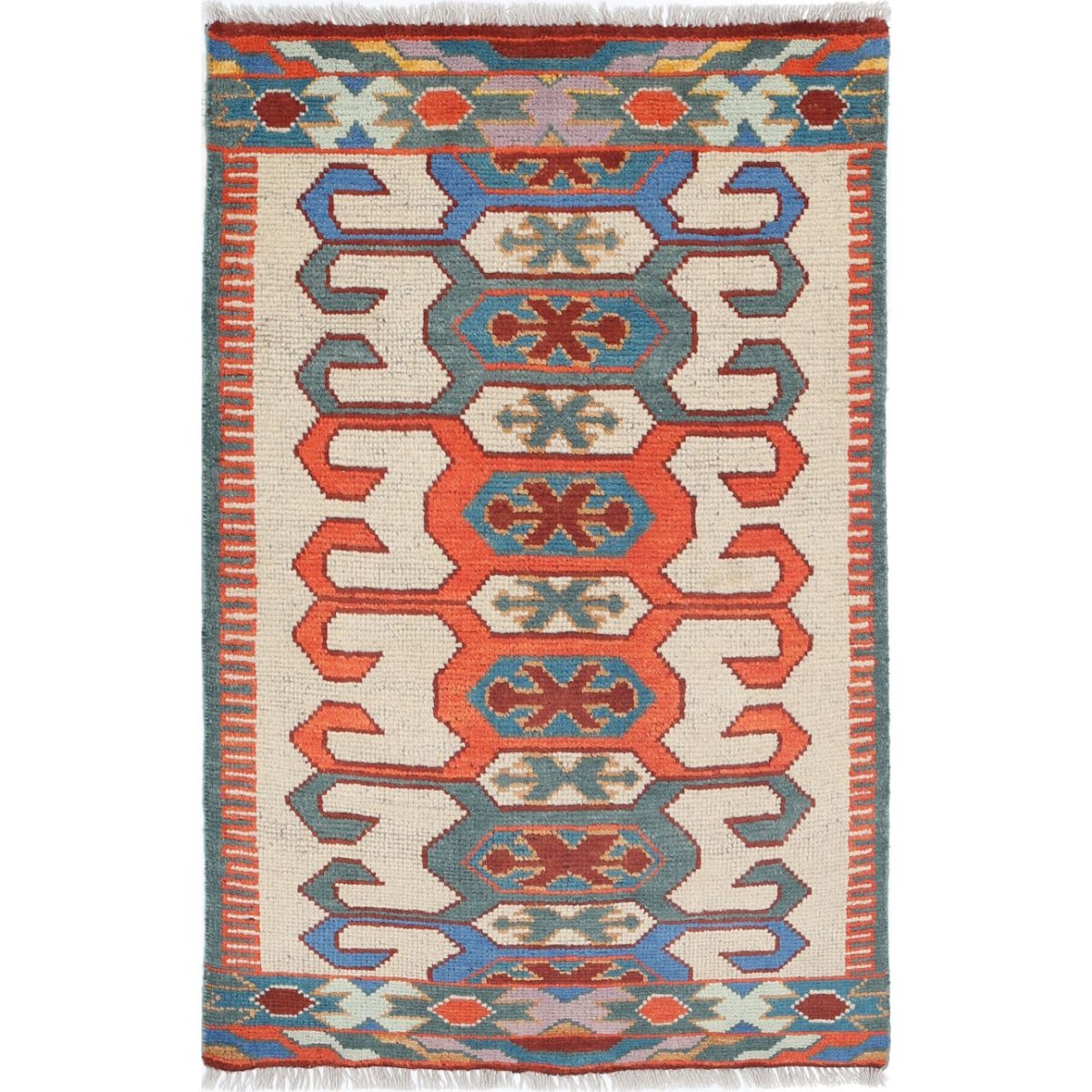 Revival 3x4 Handmade Double Knotted Washable Wool Rug - Colorful