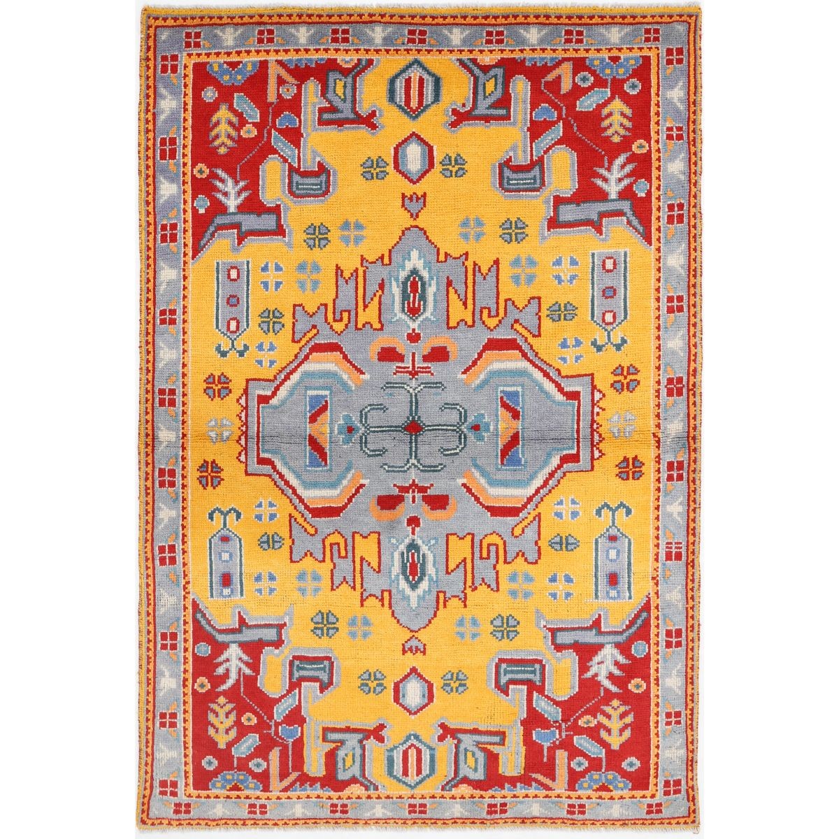 Revival 4x6 Handmade Double Knotted Washable Wool Rug - Colorful
