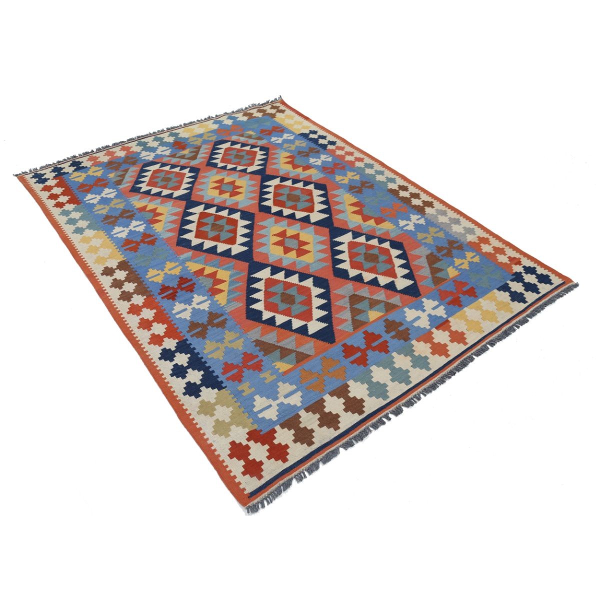 Kafkaas 5x7 Hand Woven Washable Wool Rug - Colorful
