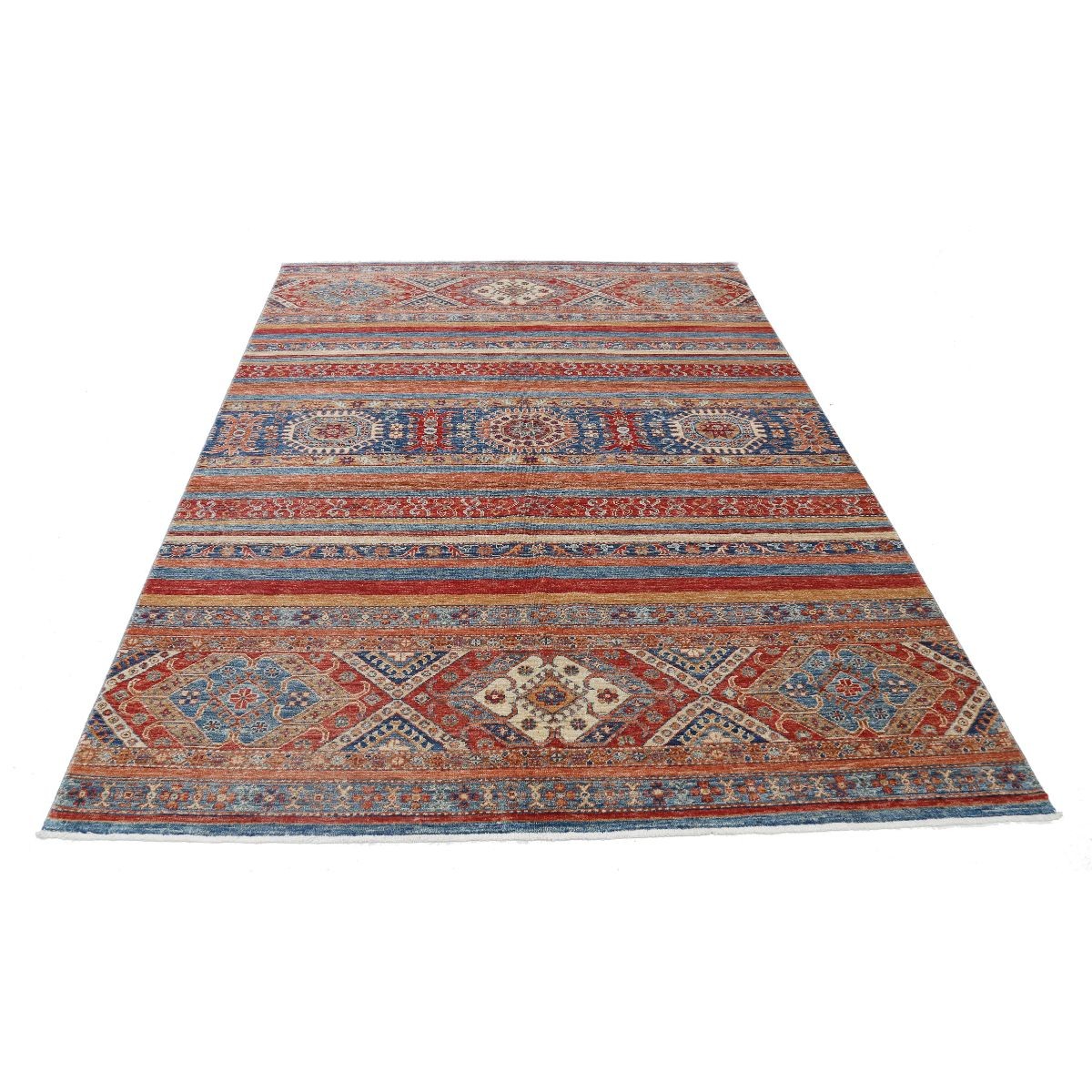 Khurjeen 6x8 Handmade Double Knotted Washable Wool Rug - Colorful
