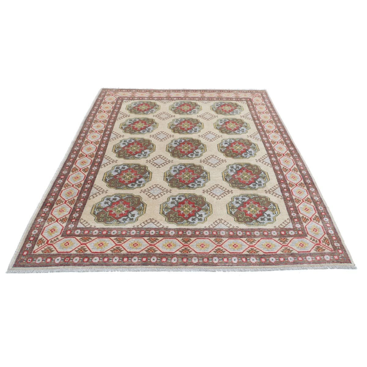 Revival 6x8 Handmade Double Knotted Washable Wool Rug - Colorful