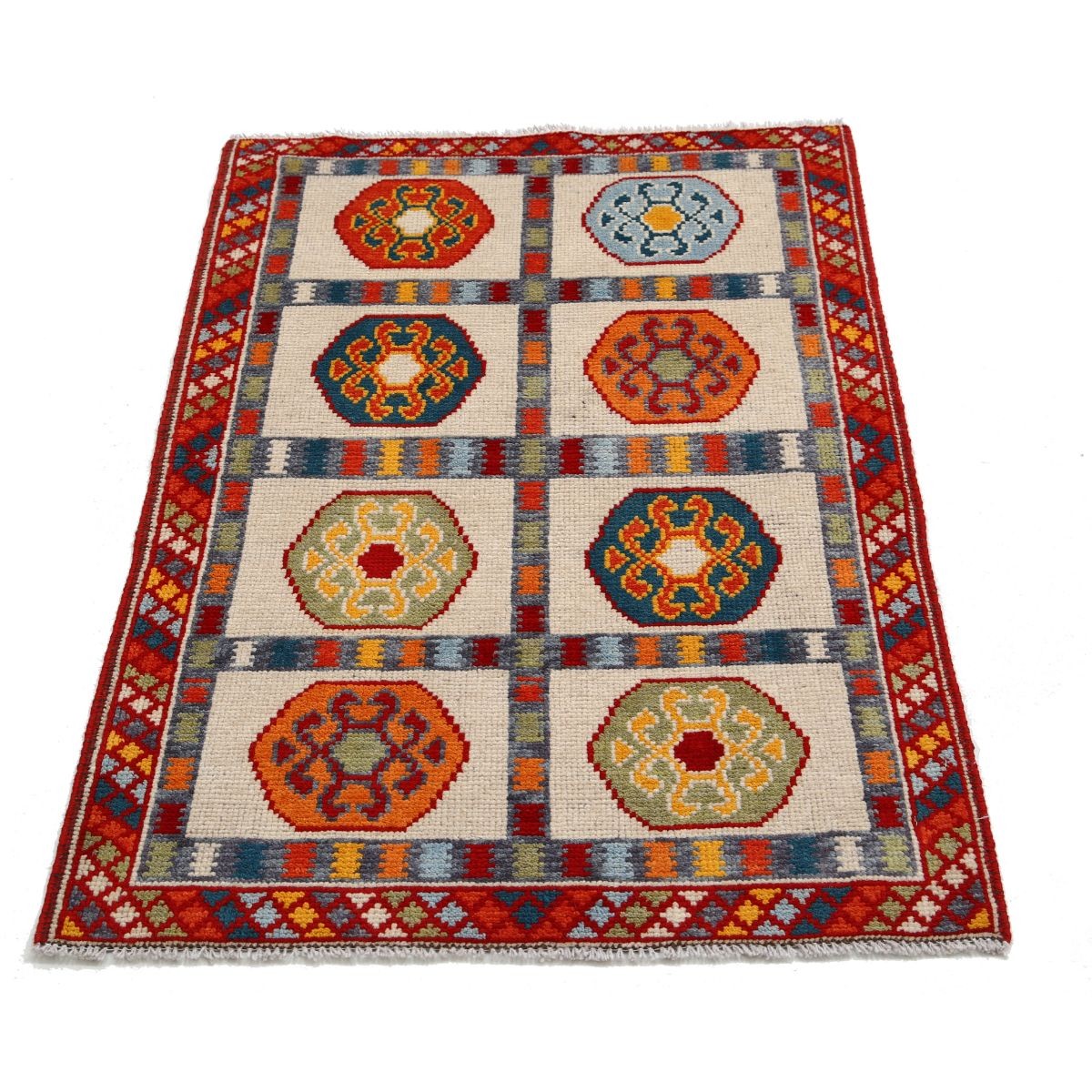 Revival 3x4 Handmade Double Knotted Washable Wool Rug - Colorful