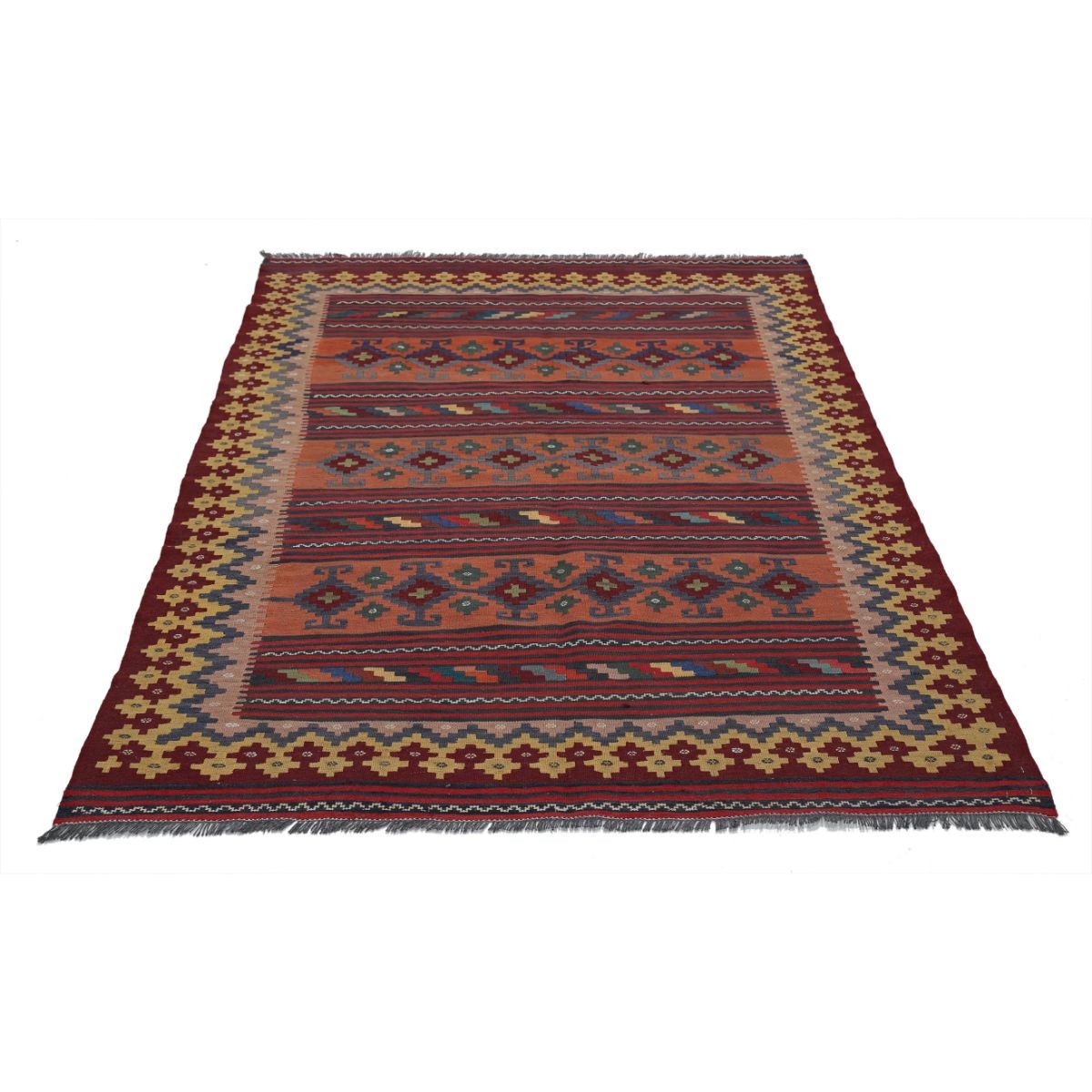 Sumak 5x6 Hand Woven Washable Wool Rug - Colorful