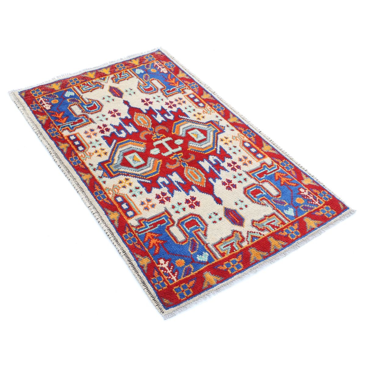 Revival 3x4 Handmade Double Knotted Washable Wool Rug - Colorful